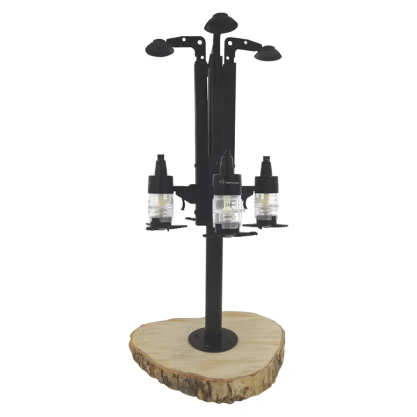 ROTARY STAND LIQUOR DISPENSERS WOOD BASE - 4 TPP